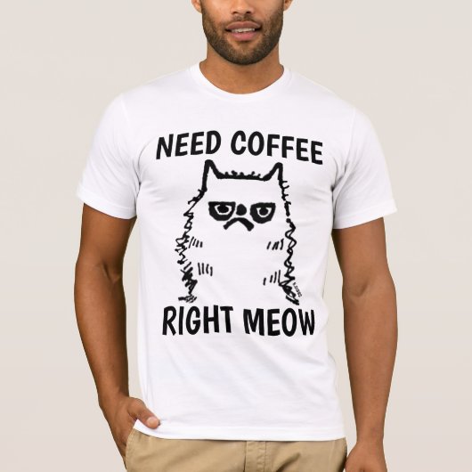 Grappige Koffie Grumpy Kat T-shirts (Voorkant)