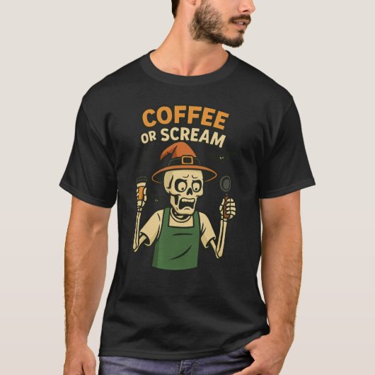 Grappige koffie Halloween T-shirt (Voorkant)
