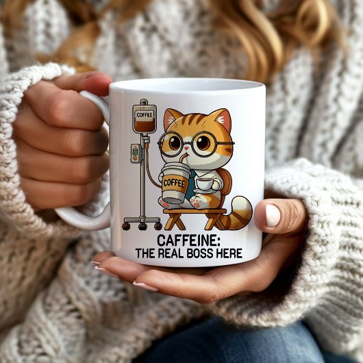 Grappige koffie IV-druppel cafeïne echte baas Koffiemok