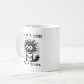 Grappige Koffie Kat - Kalm Buiten, Chaos Binnen Koffiemok (Voorkant links)