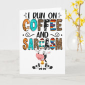 Grappige koffie Koe kaart (Gele Bloem)