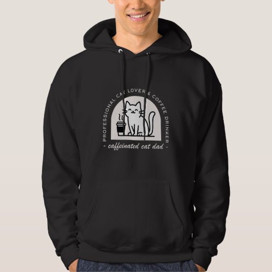 Grappige koffie lover kattenvader hoodie (Voorkant)
