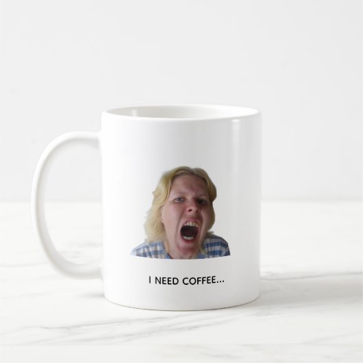 Grappige koffie meme mok badkamer humor (Links)
