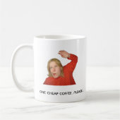 Grappige koffie meme mok – Eén goedkope koffie (Links)