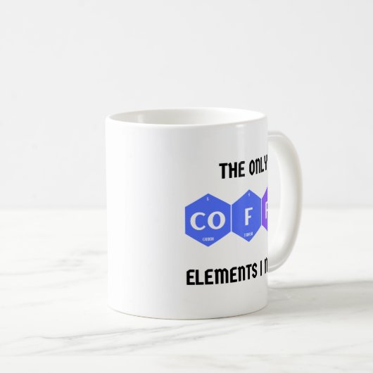 Grappige koffie Mok met periodieke tafelelementen (Voorkant rechts)