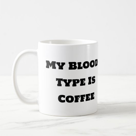 Grappige koffie Mok - Mijn bloedgroep is koffie (Links)