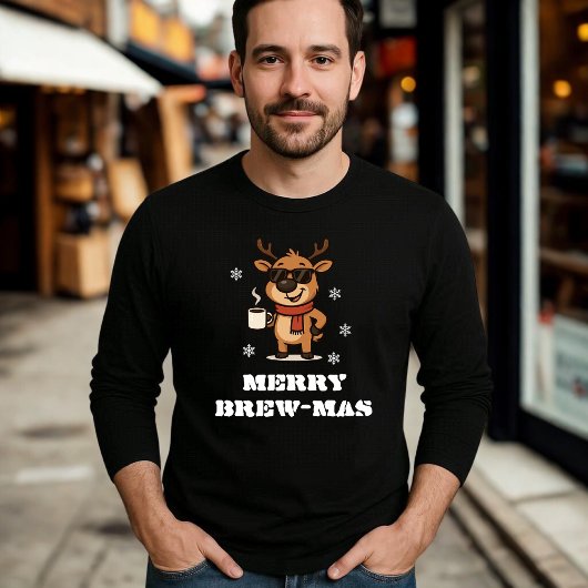 Grappige koffie rendier kerst t-shirt