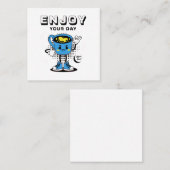 Grappige koffie retro mascotte -2 vierkante visitekaartje (Voorkant / Achterkant)