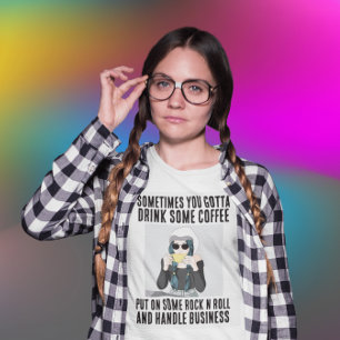 GRAPPIGE KOFFIE ROCK N ROLL DAMES T-SHIRTS