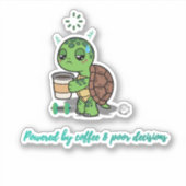 Grappige koffie schildpad sticker met uitknippen – (Voorkant)