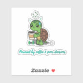 Grappige koffie schildpad sticker met uitknippen – (Vel)