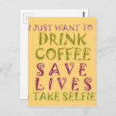 Grappige koffie selfie offerte ontwerp briefkaart (Voorkant / Achterkant)