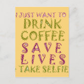 Grappige koffie selfie offerte ontwerp briefkaart (Voorkant)