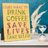 Grappige koffie selfie offerte ontwerp fotoplaat (Zijkant)