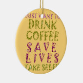 Grappige koffie selfie offerte ontwerp keramisch ornament (Rechts)