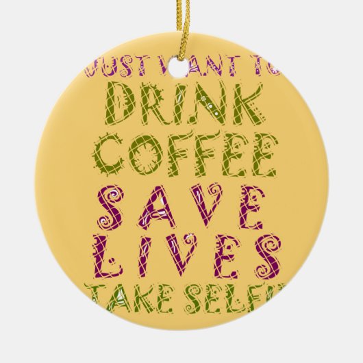 Grappige koffie selfie offerte ontwerp keramisch ornament (Voorkant)
