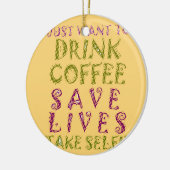 Grappige koffie selfie offerte ontwerp keramisch ornament (Links)