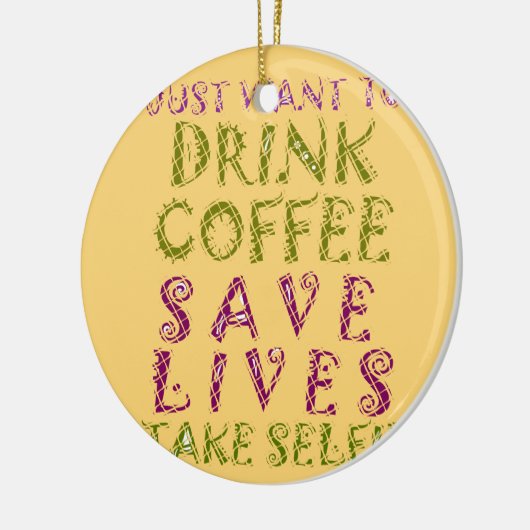Grappige koffie selfie offerte ontwerp keramisch ornament (Links)