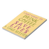 Grappige koffie selfie offerte ontwerp notitieblok (Linkerzijde)