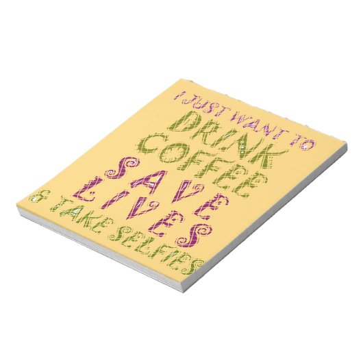 Grappige koffie selfie offerte ontwerp notitieblok (Linkerzijde)