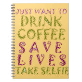 Grappige koffie selfie offerte ontwerp notitieboek (Voorkant)
