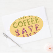 Grappige koffie selfie offerte ontwerp ovale sticker (Envelop)