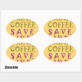 Grappige koffie selfie offerte ontwerp ovale sticker (Vel)