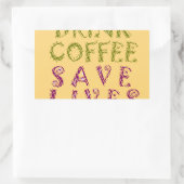 Grappige koffie selfie offerte ontwerp rechthoekige sticker (Tas)