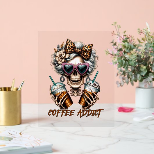 Grappige koffie skelet word art acryl bord (Huwelijk)
