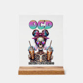 Grappige koffie skelet word art acryl bord (Voorkant)