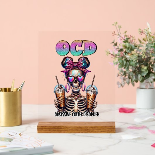 Grappige koffie skelet word art acryl bord (Huwelijk)