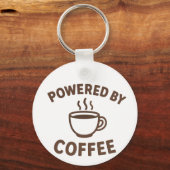 Grappige koffie Sleutelhanger - "Powered by Coffee (Achterkant)