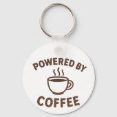 Grappige koffie Sleutelhanger - "Powered by Coffee (Achterkant)