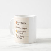 Grappige koffie stemmingschecklist mok – Ik ben ei (Voorkant links)