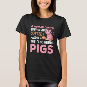 Grappige koffie varkens woord kunst t-shirt