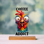 Grappige koffie verslaafde woord art kip acryl bord (Neutraal)