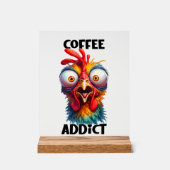 Grappige koffie verslaafde woord art kip acryl bord (Voorkant)