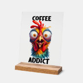 Grappige koffie verslaafde woord art kip acryl bord (Hoek)
