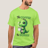 Grappige koffie woord art unisex dinosaurus t-shirt (Voorkant)