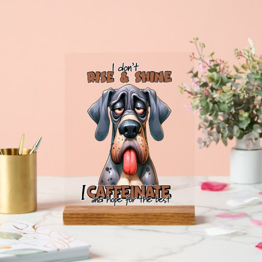 Grappige koffie woord kunst hond acryl bord (Huwelijk)