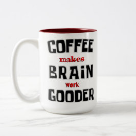 Grappige koffie zorgt ervoor dat het brein beter w tweekleurige koffiemok