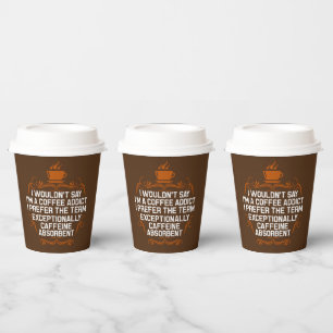 grappige koffiebar verslaafde woordkunst papieren bekers