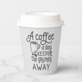 grappige koffiebar, woord papier papieren bekers (Voorkant)