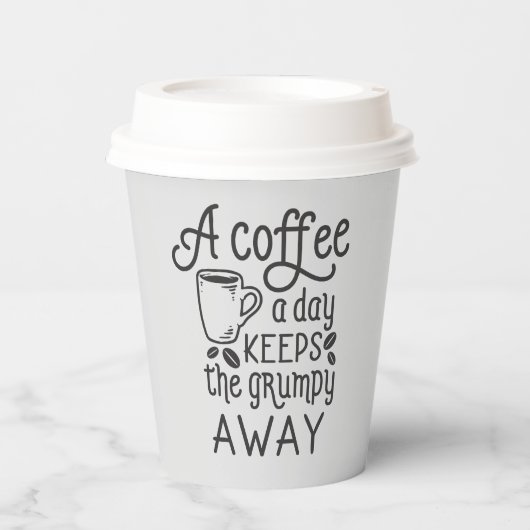 grappige koffiebar, woord papier papieren bekers (Voorkant)