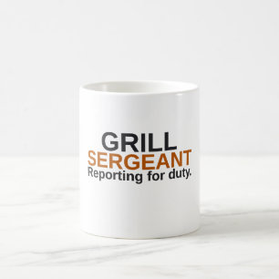 Grappige koffiebeker 'Grill Sergeant Reporting For Koffiemok