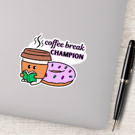 Grappige Koffiebreak Kampioen Sticker