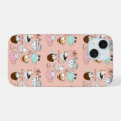Grappige koffiekatten iPhone 15 case (Achterkant horizontaal)