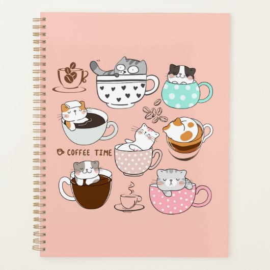Grappige koffiekatten planner (Voorkant)