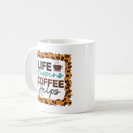 grappige koffiekreeft over koffie koffiemok (Voorkant links)