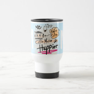 Grappige koffieliefhebber Cartoon monogram Reisbeker